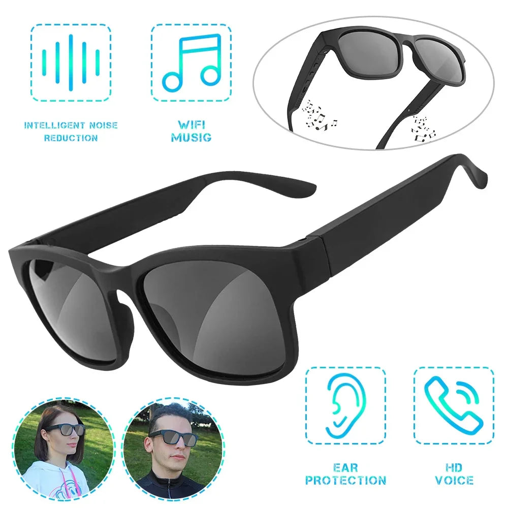 Smart Bluetooth Sunglasses with AI Voice Control, Polarized UV400 Lenses, IP7 Waterproof, and Privacy Audio