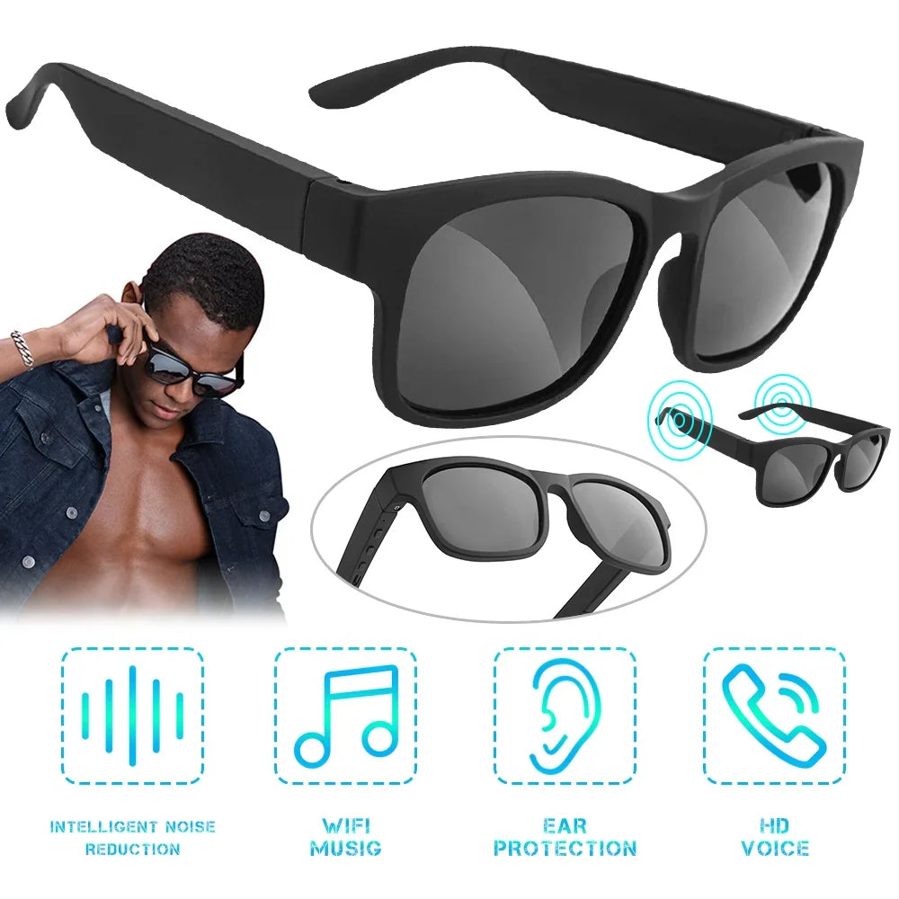 Smart Bluetooth Sunglasses with AI Voice Control, Polarized UV400 Lenses, IP7 Waterproof, and Privacy Audio